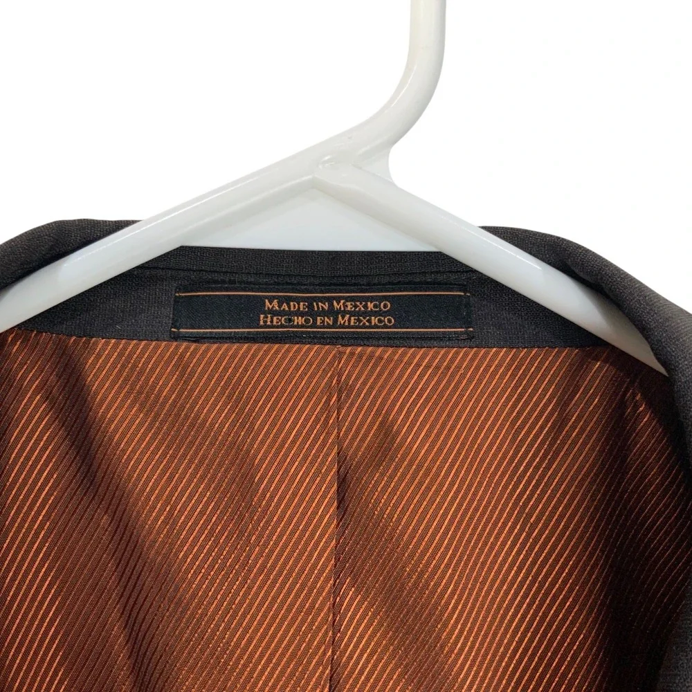Ben Sherman Brown Wool Blazer 44R 3-Button Notch Lapel Long Sleeve Orange Lining